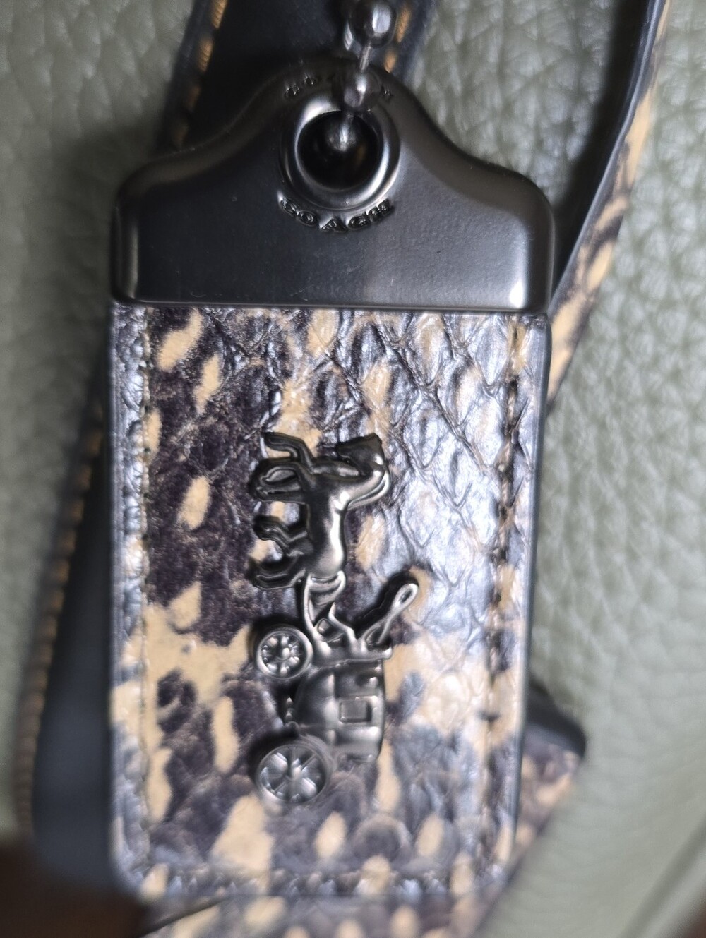 Coach Ruby Olive Green Satchel with Snakeskin Handles - Picture 4 of 13